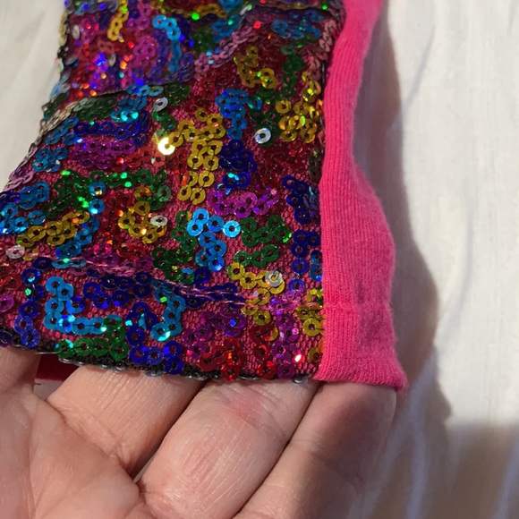 Hot pink 7 rainbow sequined leggings nwot perfect unworn condition - Picture 4 of 7